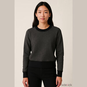 Rag & Bone Extra Fine Merino Wool Crewneck Sweater Black Trim size Small